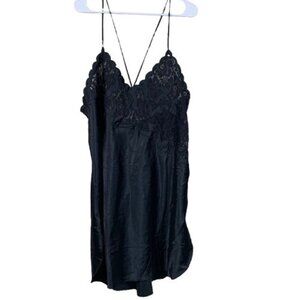Vintage Ventura Black Lingerie Slip Dress Whimsigoth Sexy Size 2XL